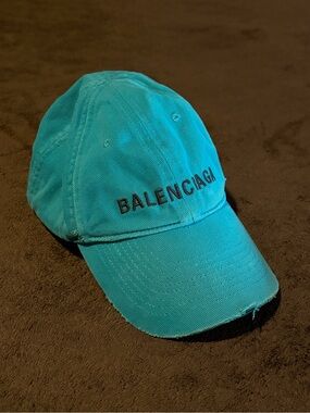 Balenciaga Teal Distressed Hat Spring/Summer '22
